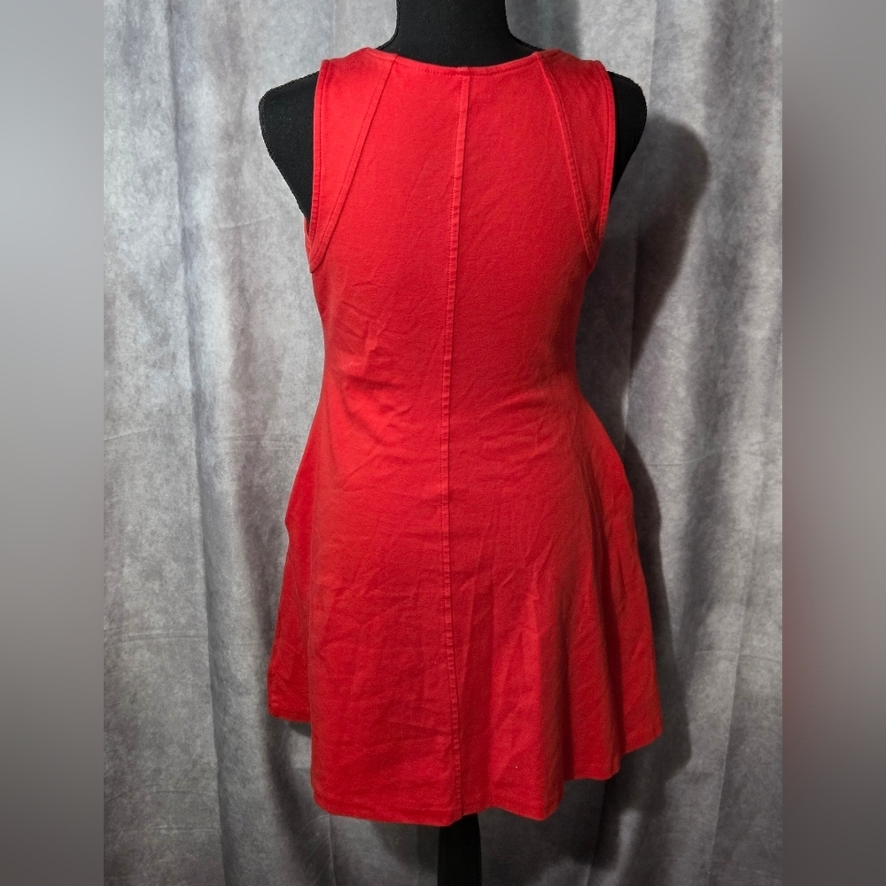New York & Company Orange 100% Cotton Dress With Pockets Sz XS Flowy Summer - Picture 4 of 7